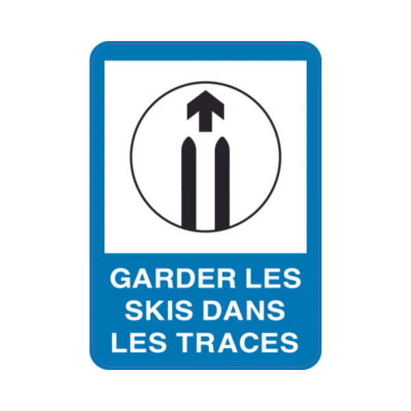 Panneau d'info rectangle Sticker 35x50cm "Garder les skis dans les traces" REC-STI206
